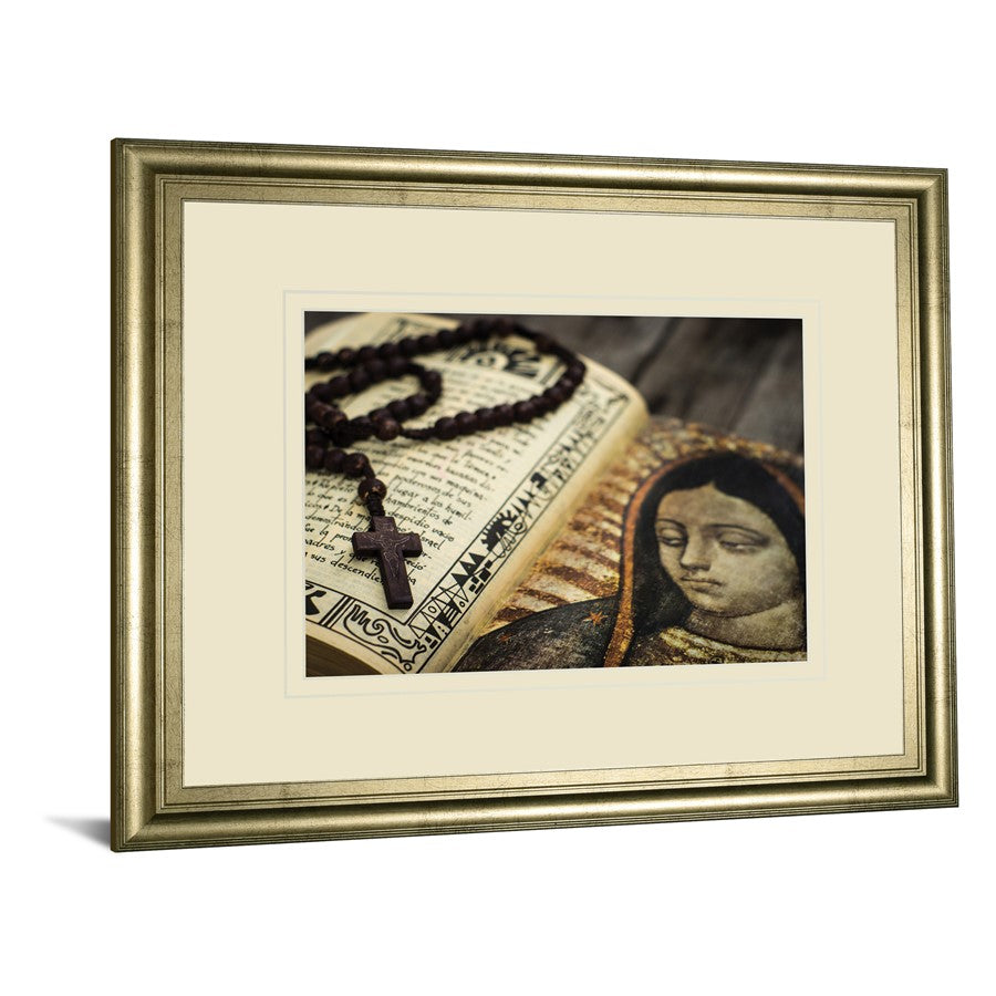 Classy Living Rosary Reflection Wall Art 40x34in | Contemporary Chardonnay MDF Frame with Glass | Living Room & Study Faith Decor | 40 x 34 | Model DM5562