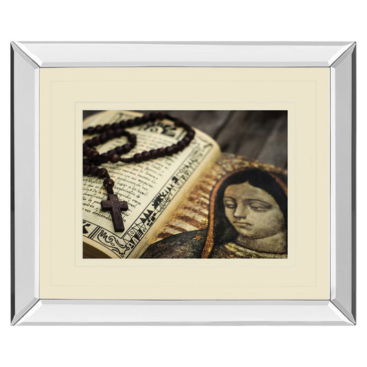 Classy Living Rosary Reflection Wall Art 40x34in | Contemporary Mirrored Frame | Living Room & Study Spiritual Decor | 40 x 34 x 3 in | Model DM5562MF