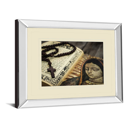 Classy Living Rosary Reflection Wall Art 40x34in | Contemporary Mirrored Frame | Living Room & Study Spiritual Decor | 40 x 34 x 3 in | Model DM5562MF