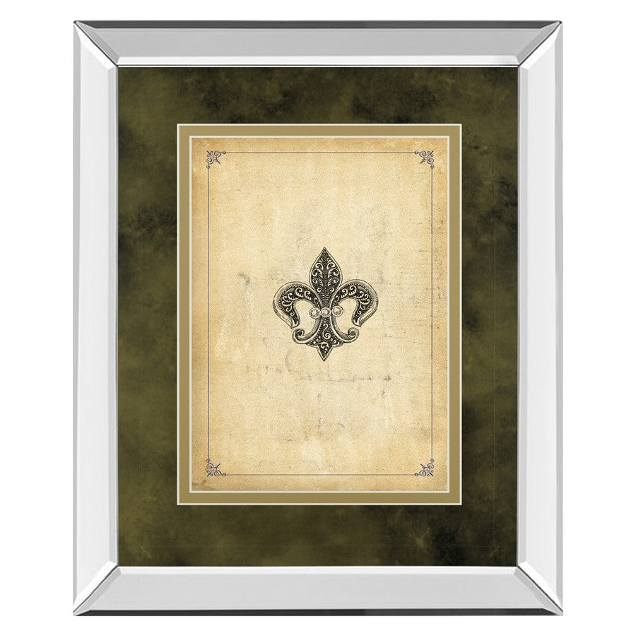 Classy Living Regal Emblem Wall Art 34x40in | Traditional Mirrored Frame Fleur-de-Lis | Living Room Study & Office Decor | 34 x 40 x 3 | Model DM5564MF