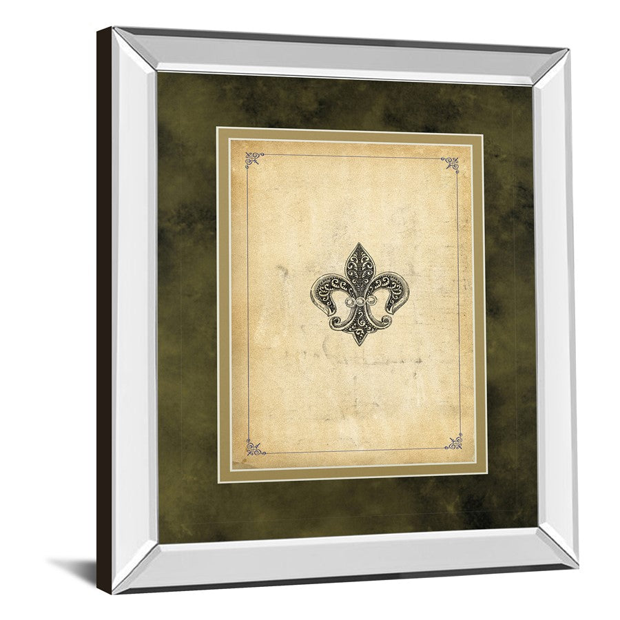 Classy Living Regal Emblem Wall Art 34x40in | Traditional Mirrored Frame Fleur-de-Lis | Living Room Study & Office Decor | 34 x 40 x 3 | Model DM5564MF
