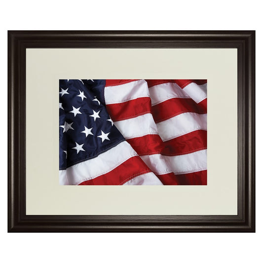 Classy Living Stars and Stripes Wall Art 40x34in | Traditional Dark Chocolate MDF Frame with Multicolor Paper Art | Living Room & Office | Model DM5566
