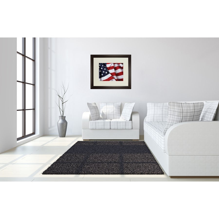 Classy Living Stars and Stripes Wall Art 40x34in | Traditional Dark Chocolate MDF Frame with Multicolor Paper Art | Living Room & Office | Model DM5566