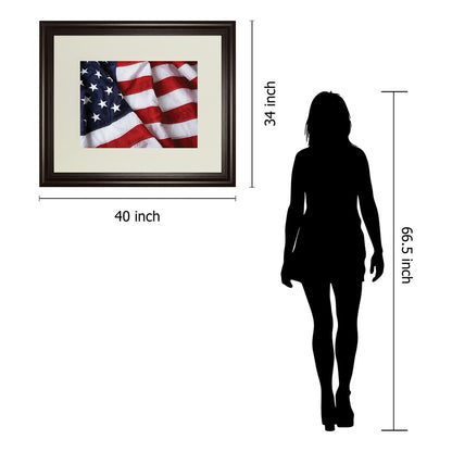 Classy Living Stars and Stripes Wall Art 40x34in | Traditional Dark Chocolate MDF Frame with Multicolor Paper Art | Living Room & Office | Model DM5566