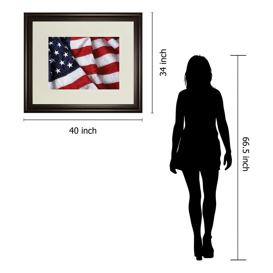 Classy Living Stars and Stripes Wall Art 40x34in | Traditional Dark Chocolate MDF Frame with Multicolor Paper Art | Living Room & Office | Model DM5566