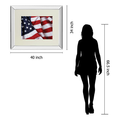 Classy Living Stars and Stripes 34x40in Wall Art | Traditional Mirrored Frame | Living Room & Office Patriotic Decor | 34 x 40 x 3 in | Model DM5566MF