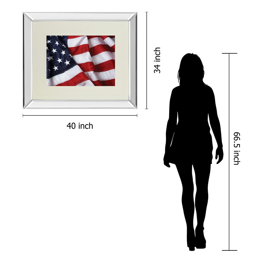 Classy Living Stars and Stripes 34x40in Wall Art | Traditional Mirrored Frame | Living Room & Office Patriotic Decor | 34 x 40 x 3 in | Model DM5566MF