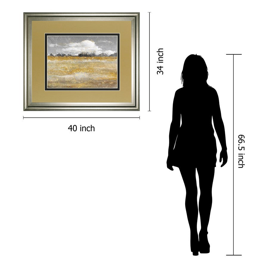 Classy Living Meadow Shimmer II 40x34in Wall Art | Contemporary Silver Frame Abstract Landscape | Living Room & Office Decor | 40 x 34 x 1 | Model DM5569