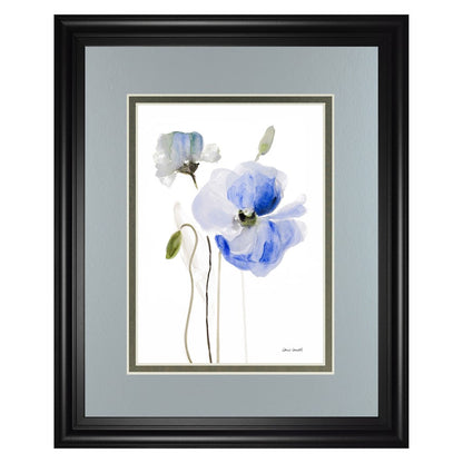 Classy Living Blue Poppy Grace Wall Art 34x40in | Contemporary Floral Paper Print in Midnight Aura MDF Frame | Living Room & Bedroom | Model DM5575