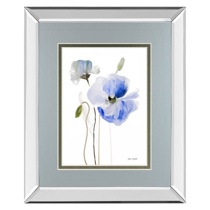 Classy Living Blue Poppy Grace 34x40in Wall Art | Contemporary Mirrored Frame and Double Mat | Living Room & Bedroom Decor | 34 x 40 x 3 | Model DM5575MF