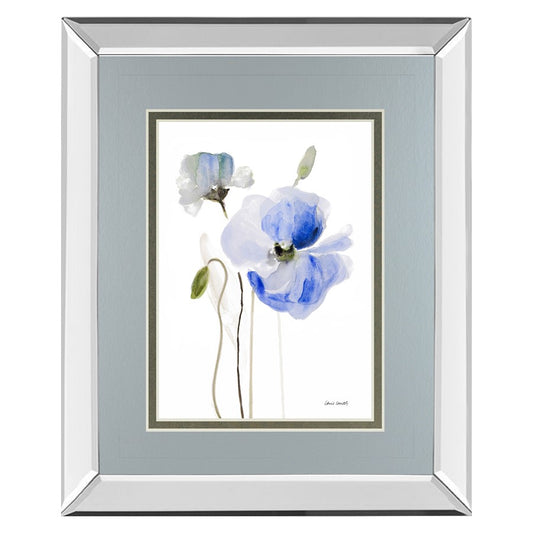 Classy Living Blue Poppy Grace 34x40in Wall Art | Contemporary Mirrored Frame and Double Mat | Living Room & Bedroom Decor | 34 x 40 x 3 | Model DM5575MF