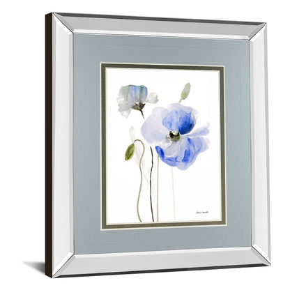 Classy Living Blue Poppy Grace 34x40in Wall Art | Contemporary Mirrored Frame and Double Mat | Living Room & Bedroom Decor | 34 x 40 x 3 | Model DM5575MF