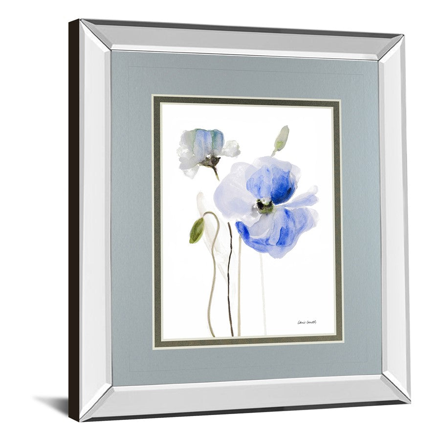 Classy Living Blue Poppy Grace 34x40in Wall Art | Contemporary Mirrored Frame and Double Mat | Living Room & Bedroom Decor | 34 x 40 x 3 | Model DM5575MF