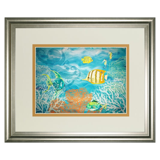Classy Living Ocean Harmony Wall Art 40x34in | Contemporary Silver Serenity MDF Frame with Glass | Living Room & Office Decor | 1 x 40 x 34 | Model DM5584
