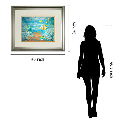 Classy Living Ocean Harmony Wall Art 40x34in | Contemporary Silver Serenity MDF Frame with Glass | Living Room & Office Decor | 1 x 40 x 34 | Model DM5584