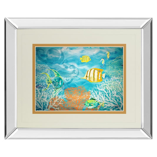 Classy Living Ocean Harmony Wall Art 40x34in | Contemporary Mirrored Frame Ocean Scene | Living Room, Bedroom & Office Decor | 3 x 40 x | Model DM5584MF