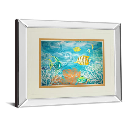 Classy Living Ocean Harmony Wall Art 40x34in | Contemporary Mirrored Frame Ocean Scene | Living Room, Bedroom & Office Decor | 3 x 40 x | Model DM5584MF