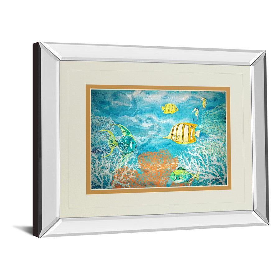 Classy Living Ocean Harmony Wall Art 40x34in | Contemporary Mirrored Frame Ocean Scene | Living Room, Bedroom & Office Decor | 3 x 40 x | Model DM5584MF