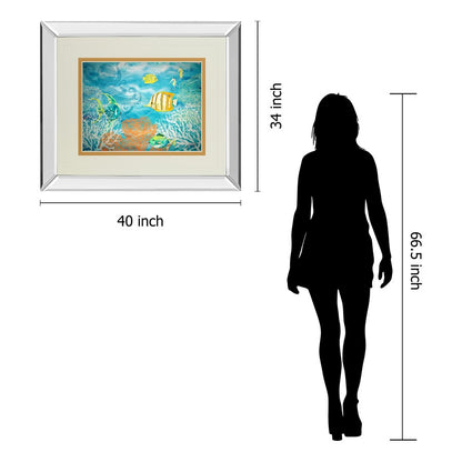 Classy Living Ocean Harmony Wall Art 40x34in | Contemporary Mirrored Frame Ocean Scene | Living Room, Bedroom & Office Decor | 3 x 40 x | Model DM5584MF