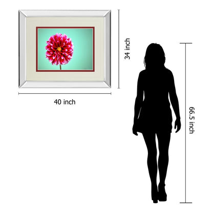 Classy Living Zenia Bloom Wall Art 40x34in | Contemporary Botanical Pink Flower on Teal | Living Room, Bedroom & Office Decor | 40 x 34 x | Model DM5585MF
