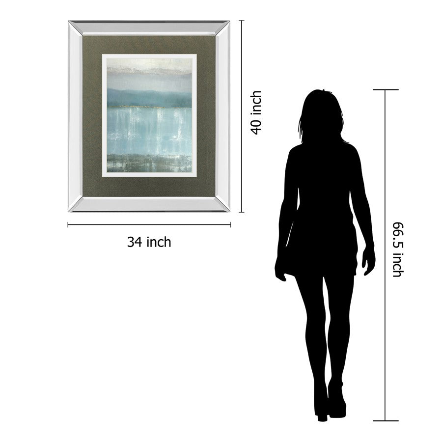 Classy Living Twilight Blues Wall Art 34x40in | Contemporary Abstract on Paper with Mirrored Frame | Living Room & Office Decor | 34 x 40 | Model DM5592MF