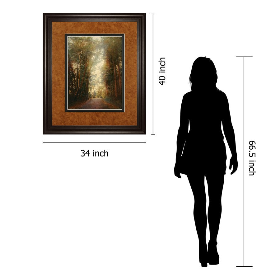 Classy Living Road of Mysteries II 34x40in Wall Art | Transitional Dark Chocolate MDF Frame and Paper Art | Living Room & Office Focal | Model DM5602