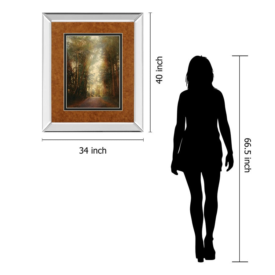 Classy Living Road of Mysteries II 34x40in Wall Art | Transitional Mirrored Frame Forest Landscape | Living Room, Office & Den Decor | 3 | Model DM5602MF