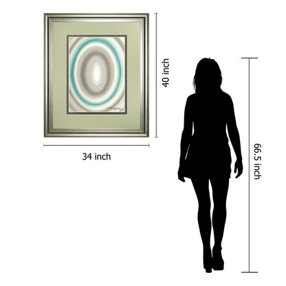 Classy Living Concentric Ovals Wall Art 34x40in | Contemporary Silver Serenity MDF Frame and Multicolor Paper Print | Living Room & Office | Model DM5604