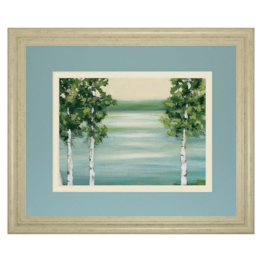 Classy Living Serene Birch Lake 40x34in Wall Art | Transitional Ivory Bliss MDF Frame | Living Room & Bedroom Nature Decor | 1 x 40 x 34 in | Model DM5609
