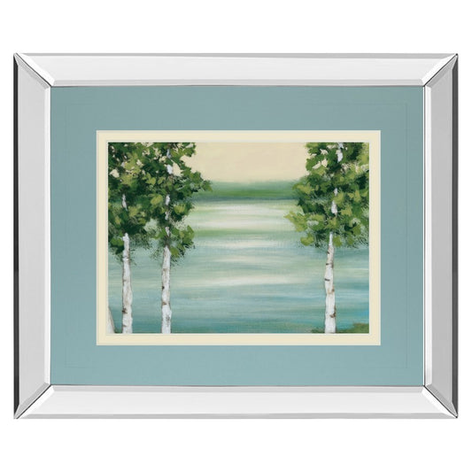 Classy Living Serene Birch Lake 40x34in Wall Art | Transitional Mirrored Frame and Double Matting | Living Room & Office Decor | 40 x 34 | Model DM5609MF