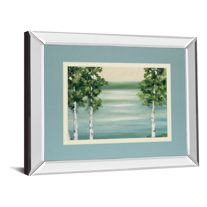 Classy Living Serene Birch Lake 40x34in Wall Art | Transitional Mirrored Frame and Double Matting | Living Room & Office Decor | 40 x 34 | Model DM5609MF