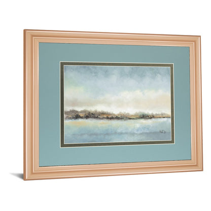 Classy Living Serene Coastline 40x34in Wall Art | Transitional Rose Gold MDF Frame Paper Print | Living Room & Bedroom Tranquil Decor | 40 | Model DM5610