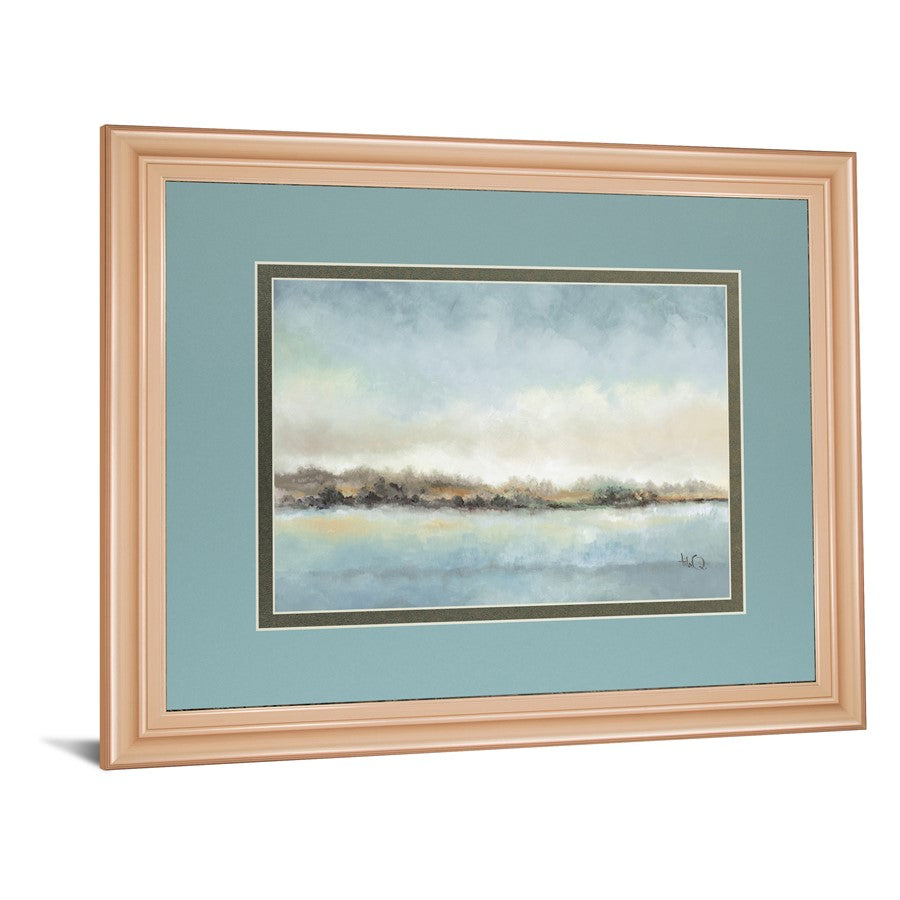 Classy Living Serene Coastline 40x34in Wall Art | Transitional Rose Gold MDF Frame Paper Print | Living Room & Bedroom Tranquil Decor | 40 | Model DM5610