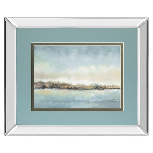 Classy Living Serene Coastline 40x34in Wall Art | Transitional Multicolor Coastal Scene with Mirrored Frame | Living Room & Bedroom Decor | Model DM5610MF