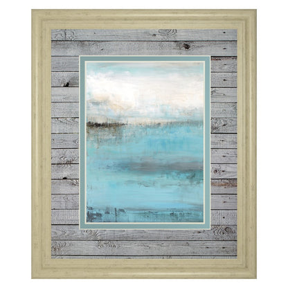 Classy Living Tranquil Seascape 34x40in Wall Art | Contemporary Ivory Bliss MDF Frame | Living Room & Office Coastal Decor | 34 x 40 x 1 in | Model DM5611