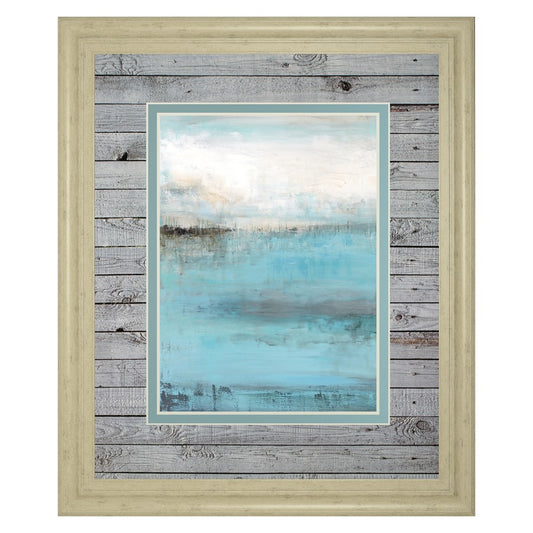 Classy Living Tranquil Seascape 34x40in Wall Art | Contemporary Ivory Bliss MDF Frame | Living Room & Office Coastal Decor | 34 x 40 x 1 in | Model DM5611