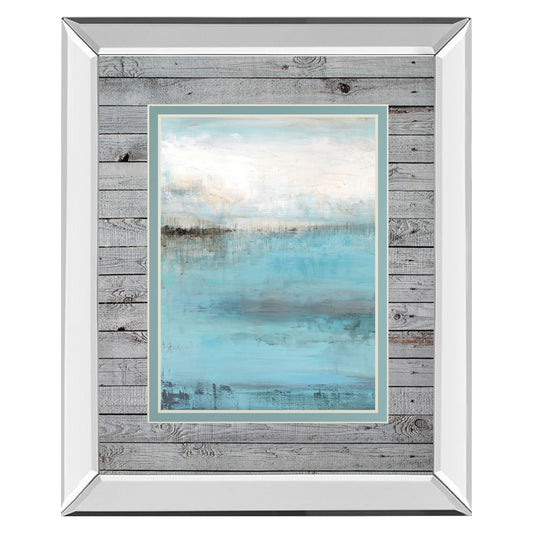 Classy Living Tranquil Seascape 34x40in Wall Art | Contemporary Mirrored Frame | Living Room & Bedroom Decor | 34 x 40 x 3 in | Model DM5611MF