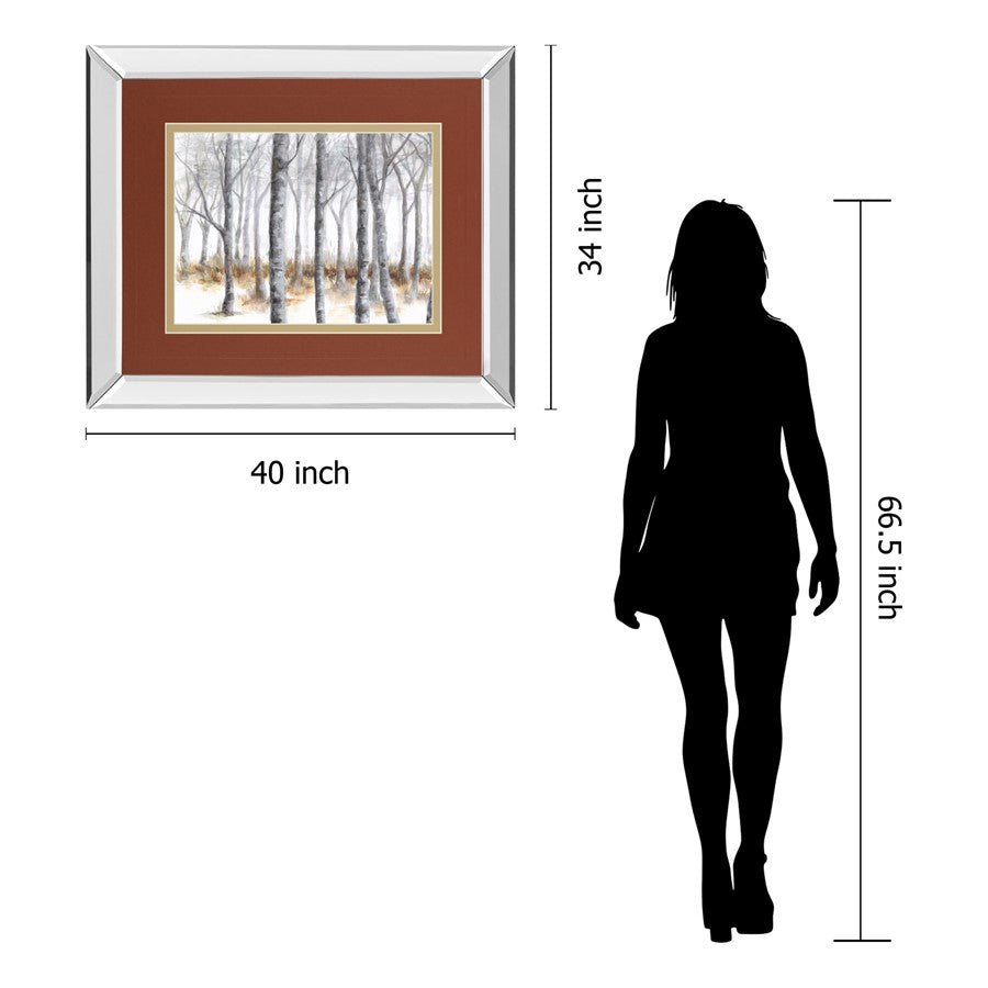 Classy Living Birch Serenity Wall Art 40x34in | Transitional Mirrored Frame | Living Room, Bedroom & Office Decor | 3 x 40 x 34 in | Model DM5616MF
