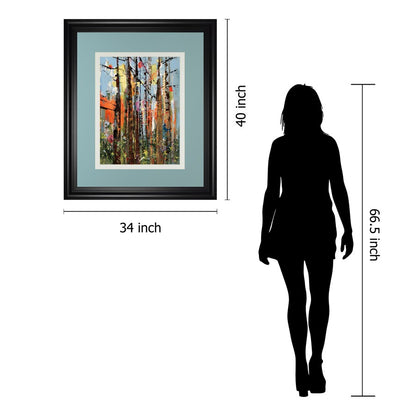 Classy Living Eclectic Forest 34x40in Wall Art | Contemporary Mixed Media on Paper, Midnight Aura MDF Frame | Living Room & Office Decor | Model DM5618