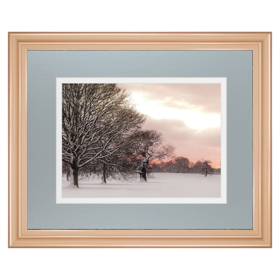 Classy Living Rosy Sunset 40x34in Framed Wall Art | Country/Farmhouse Rose Gold MDF Frame and Paper Print | Living Room & Bedroom Winter | Model DM5624