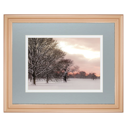 Classy Living Rosy Sunset 40x34in Framed Wall Art | Country/Farmhouse Rose Gold MDF Frame and Paper Print | Living Room & Bedroom Winter | Model DM5624