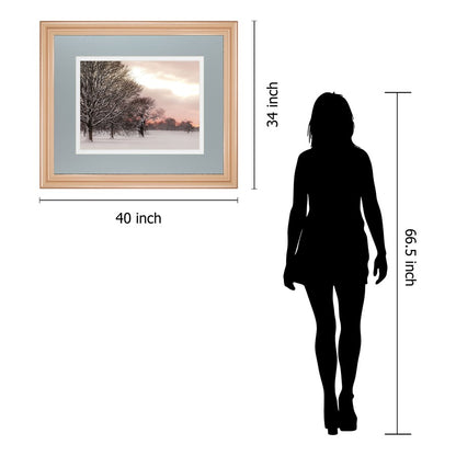 Classy Living Rosy Sunset 40x34in Framed Wall Art | Country/Farmhouse Rose Gold MDF Frame and Paper Print | Living Room & Bedroom Winter | Model DM5624