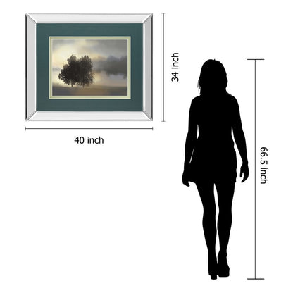 Classy Living Misty Morning 40x34in Wall Art | Transitional Mirrored Frame Landscape | Living Room & Office Serene Decor | 40 x 34 x 3 in | Model DM5630MF