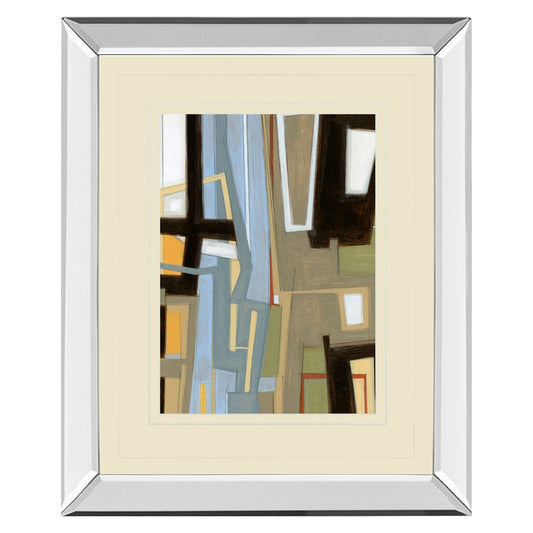 Classy Living Urban Blocks 40in H Wall Art | Contemporary Mirrored Frame and Multicolor Abstract | Living Room & Office Decor | 34 x 40 x | Model DM5634MF