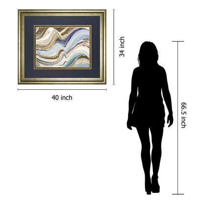 Classy Living Flowing Waves 40x34in Wall Art | Contemporary Abstract on Paper with Gilded Radiance Frame | Living Room & Office Decor | 1 x | Model DM5639