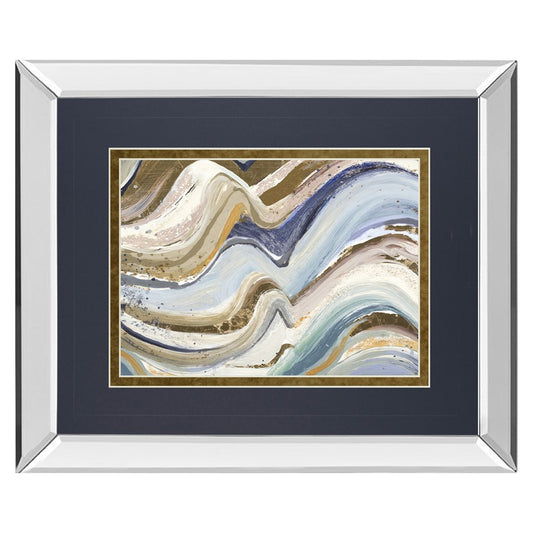 Classy Living Flowing Waves 40x34in Rectangular Wall Art | Contemporary Multicolor Abstract on Mirrored Frame | Living Room & Office | Model DM5639MF