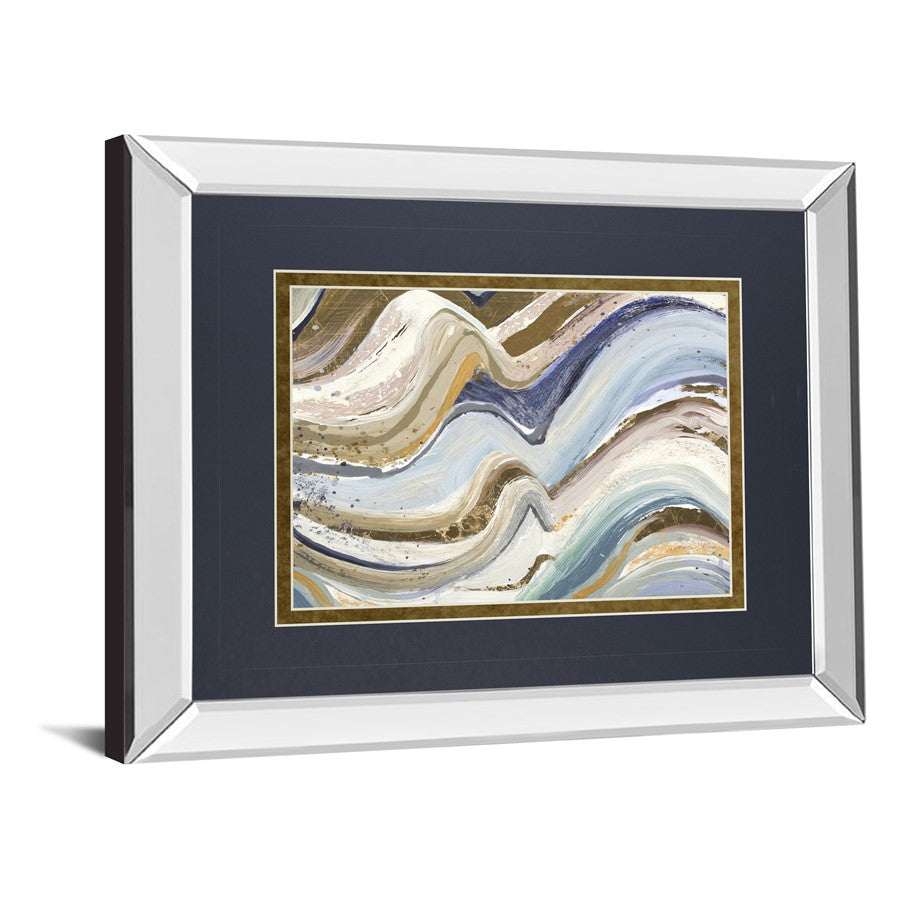 Classy Living Flowing Waves 40x34in Rectangular Wall Art | Contemporary Multicolor Abstract on Mirrored Frame | Living Room & Office | Model DM5639MF
