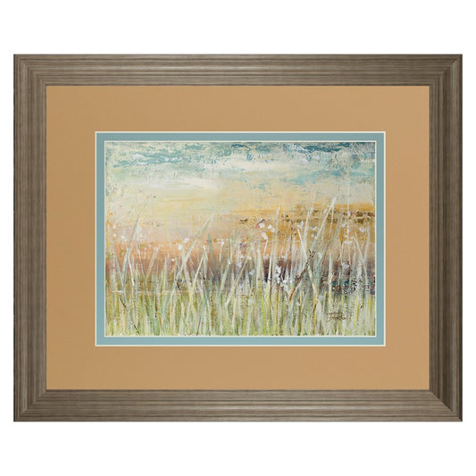 Classy Living Tranquil Meadow 40x34in Wall Art | Contemporary Mixed Media on Paper in Tranquil Ash Frame | Living Room & Office Decor | 1 x | Model DM5640