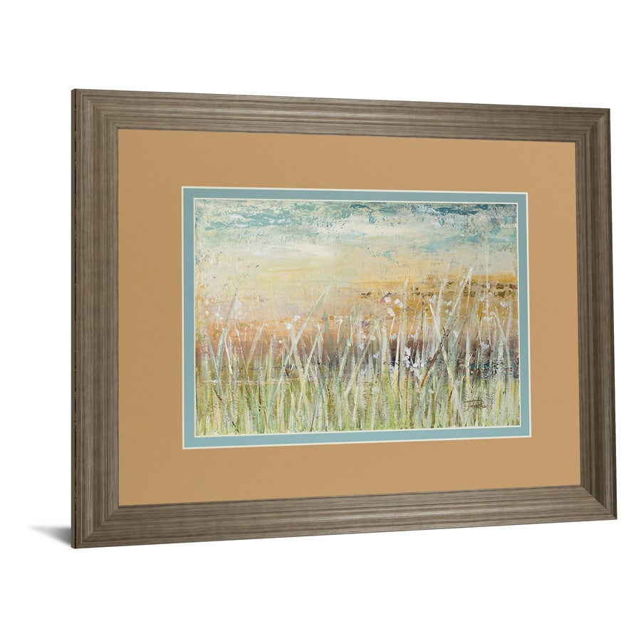 Classy Living Tranquil Meadow 40x34in Wall Art | Contemporary Mixed Media on Paper in Tranquil Ash Frame | Living Room & Office Decor | 1 x | Model DM5640