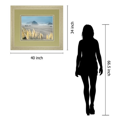 Classy Living Pompas Beach 40x34in Wall Art | Contemporary Coastal Paper Print in Ivory Bliss MDF Frame | Living Room & Office Decor | 1 x | Model DM5644